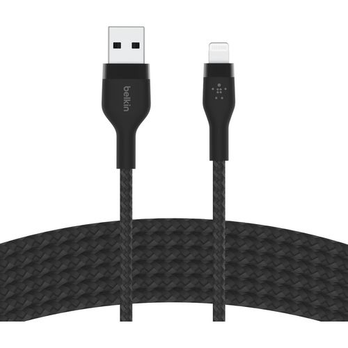 Hamiltion-Câble À Gaine Tressée Usb-A Vers Lightning Boostcharge Pro Flex (3M), Certifié Mfi, Pour Iphone 14,13, 12, Pro, Max, Mini, Se, Ipad, Etc (Noir)