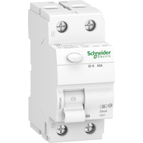 Hamiltion-Schneider A9Z01240 Disjoncteur Différentiel Id K 2P 40 A 30 Ma Type A Blanc