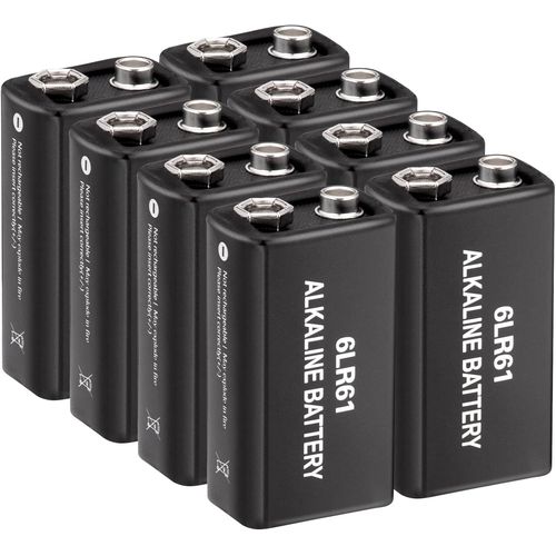 Hamiltion-Piles Alcalines 9V, Lot De 8 Block Alkaline Batteries 6Lr61 Longue Durée Puissantes Pour Appareils Du Quotidien
