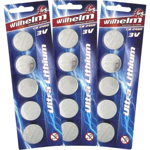 Hamiltion-Lot De 15 Piles Bouton Au Lithium Cr2450 3 V 600 Mah Ø 24,5 X 5 Mm Dl 2450