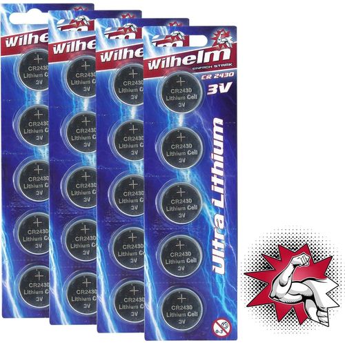 Hamiltion-Lot De 20 Piles Bouton Au Lithium Cr2430 3 V 270 Mah Ø 24,3 X 3 Mm Dl 2430
