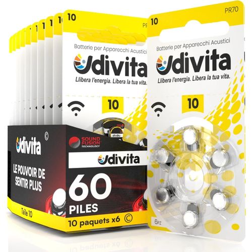 Hamiltion-60 Piles Pour Appareils Auditifs Technologie Sound Fusion Taille 10.-10 Ampoules De 6 Piles