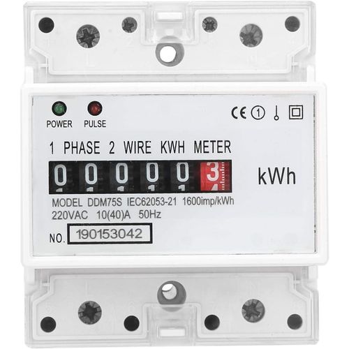 Hamiltion-Compteur D'Énergie Monophasé Kwh Compteur Wattmètre 10-40A 220 V / 230 V Compteur Electrique Din Rail 4 P Kilowattheure Kwh Mètre