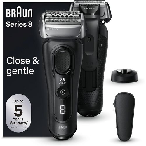 Hamiltion-Series 8 8510s Rasoir Électrique Pour Homme, 4 Éléments De Rasage, Tondeuse De Précision Intégrée, Base De Recharge, Étanche, 60 Minutes D¿Autonomie, Fabriqué En Allemagne, Noir