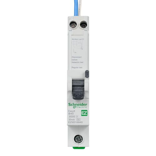Hamiltion-Easy9 Disjoncteur Résiduel Rcbo Avec Protection Contre Les Surintensités, 1 Pôle, 40A, 30Ma, Type A, Courbe B, Ez9D16840