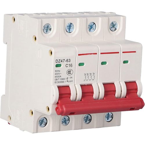 Hamiltion-Disjoncteur Miniature, 4P 400V Mcb Disjoncteur Miniature 4 Pôles Protection Contre Les Courts-Circuits Commutateur D'Air Montage Sur Rail Din(16A)