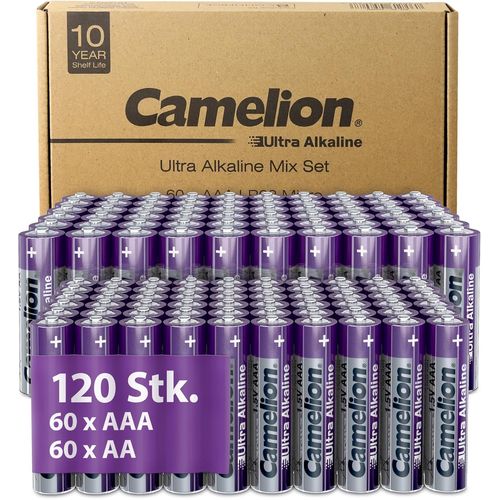 Hamiltion-Lot De 120 Piles Ultra Alcalines Aa-Piles Aaa-Durée De Vie De 10 Ans-Respectueuses De L'Environnement-Piles Aa-Piles D'Appareils Photo Numériques-Éclairage De Noël (60 X Aa/60 X