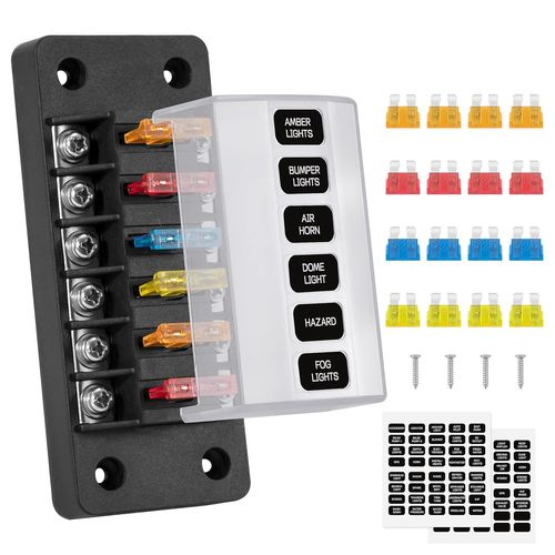 Hamiltion-Boîte Fusibles 6 Voies Porte Fusible 12v Boite Fusible Voiture Avec 16 Fusibles Et Autocollants Pour Automobile Bateau Fourgonnette