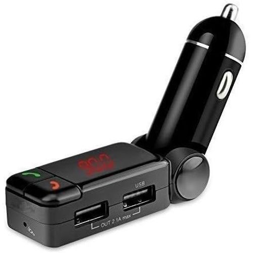 Hamiltion-Kit Main-Libre Allume-Cigare Bluetooth Sans Fil + Transmetteur Radio Fm + Chargeur Multiprise 2 Ports Usb 5v/2a
