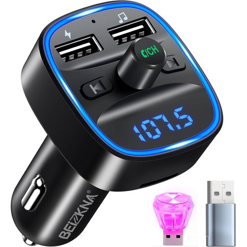 Hamiltion-Transmetteur Fm Bluetooth 5.3-Adaptateur Bluetooth Pour Voiture-2 Ports Usb-Chargeur De Voiture-Écran Led-Lecteur De Musique-Allume-Cigare Avec Mains Libres-Prise En Charge Bt, Carte Tf