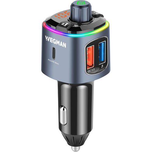 Hamiltion-Transmetteur Fm Bluetooth Voiture Avec Chargeur Rapide 20W Usb C, Kit Voiture Sans Fil Pour Appels Mains Libres, Musique, Support Clé Usb, Adaptateur Allume Cigare, 3 Ports Usb