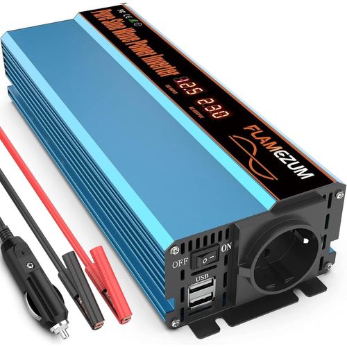 Hamiltion-Convertisseur 12V 220V Pur Sinus 1000W/2000W Onduleur Convertisseur De Tension Avec 1 Eu De Courant Alternatif Et 1 Port Usb Adaptateur De Voiture Transformateur De Tension Inverter