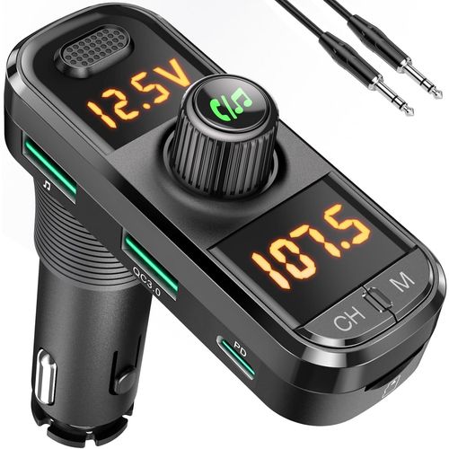 Hamiltion-Transmetteur Fm Adaptateur Kit, Récepteur Bluetooth Voiture Avec Qc3.0 & Pd3.0 Fast Charger, Radio Musique Mp3 Et Usb Prise Allume Cigare Emetteur, Hands Free Car Adapteur For Telephone