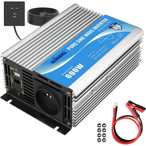Hamiltion-600w Convertisseur Pur Sinus Dc 12v À Ac 220v 230v Onduleur Transformateur Avec Télécommande Et Port Usb Pour Ordinateur Portable, Appareil Photo, Smartphone