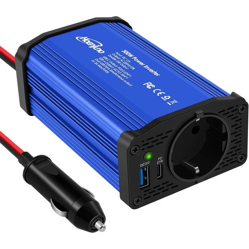 Hamiltion-Onduleur 300 W Convertisseur De Tension 12 V À 220-230 V Avec Prise Ue Et Port Usb Type-C Et Qc 3.0 Chargez Votre Ordinateur Portable, Ipad, Iphone, Tablette, Console Et Plus Encore