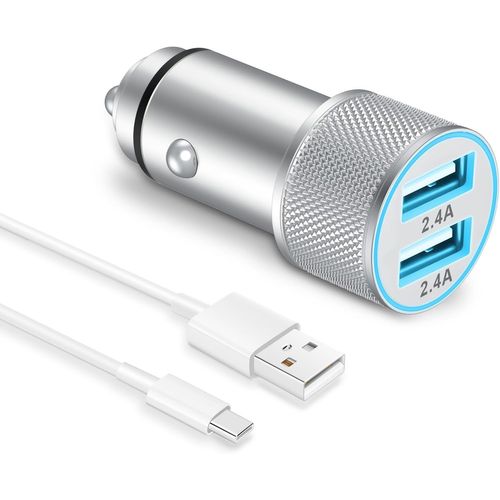 Hamiltion-Chargeur Voiture Avec Câble, Prise Allume Cigare Usb 2 Ports 5v/2,4a Et Câble Usb C, Adaptateur Allume Cigare Secteur 12v/24v, Compatible Avec Samsung Galaxy, Google Pixel, Xiaomi, Etc.