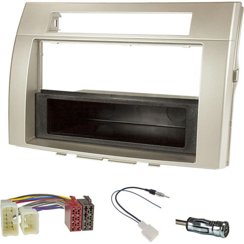 Hamiltion-Kit Montage Autoradio, Cadre Façade 1 Din / 2 Din Avec Vide Poche, Adaptateur Antenne, Cable Adaptateur Connecteur Iso Compatible Avec Toyota Corolla, Verso