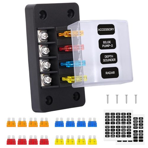 Hamiltion-Boîte Fusibles 4 Voies Porte Fusible 12v Boite Fusible Voiture Avec 16 Fusibles Et Autocollants Pour Automobile Bateau Fourgonnette