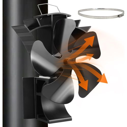 Hamiltion-Ventilateur De Poêle Magnétique 3 En 1 Silencieux Ventilateur Poêle À Bois 5 Feuilles Ventilateur De Cheminée Pour Poêle À Bois/Tuyau De Poêle - Avec 1 Anneau De Rechange