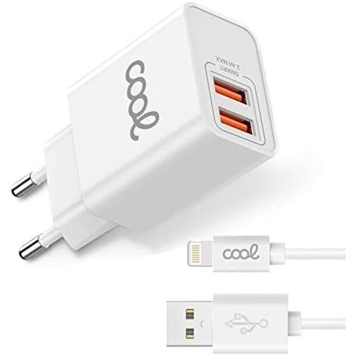 Hamiltion-Chargeur Secteur Pour Iphone 2 X Usb + Câble Lightning 1,2 M (2,4 A)