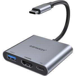 Hamiltion-Adaptateur Usb C Vers Hdmi, 3 En 1 Usb C Hdmi Adaptateur Usb C Hub Type C Thunderbolt 3/4 Vers Hdmi Convertisseur Usb C Avec Hdmi 4K, Usb 3.0, 100 W Pd Pour Macbook Pro Air,Ipad,Dell,Surfac