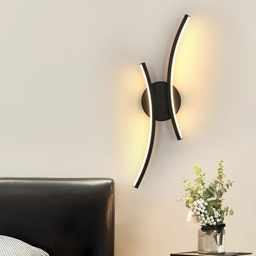 Hamiltion-Applique Murale Interieur Led, 20 W 2500 Lm Lampe Murale Moderne Design Incurvée, 3000 K Lumière Blanche Chaude Luminaire Mural Interieur Pour Chambre Salon Couloir Escalier