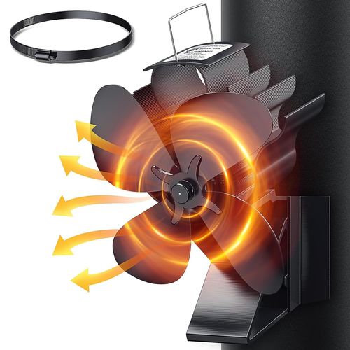 Hamiltion-2024 Magnétiques Ventilateur Poele À Bois, Ventilateur Cheminée Alimenté À La Chaleur, 4 Pales Silencieux Ventilateur De Poêle Pour Cheminée Tuyau/Poêle À Granulés/Gaz/Bûche/Pellet