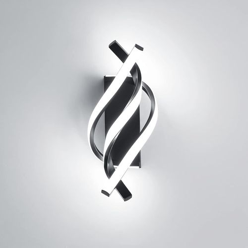 Hamiltion-Applique Murale Intérieur Led, Lampe Murale 22W 2500Lm Moderne Design Incurvé, Appliques 3000K Lumière Blanche Chaude Pour Bureau Couloir, Chambre, Salon, Escalier (Noir)