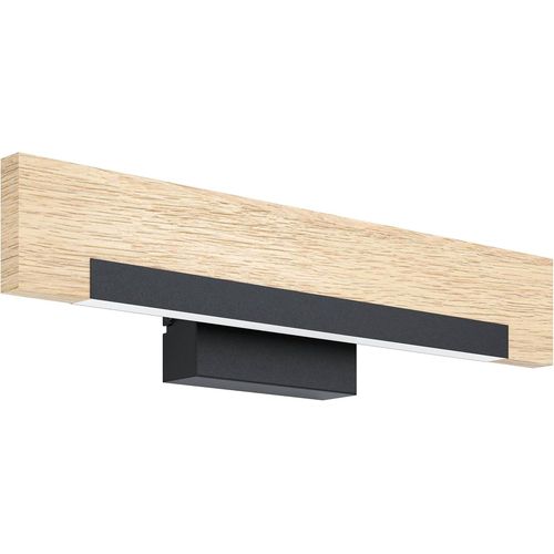 Hamiltion-Applique Murale Led Camacho, Lampe Mural En Acier, Bois Et Plastique, Luminaire Pour Salon Et Couloir En Noir, Nature Et Blanc