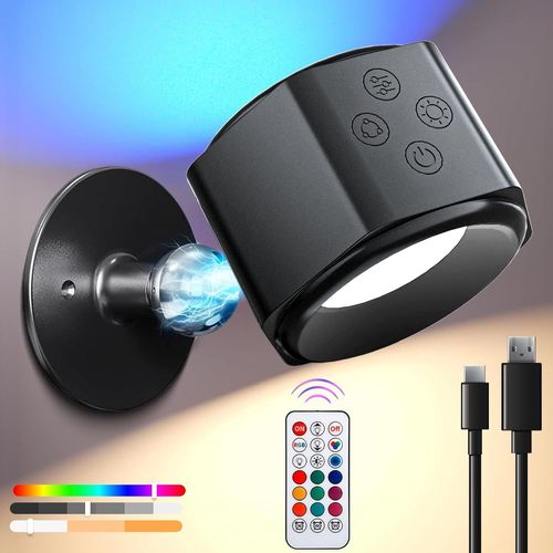 Hamiltion-Applique Murale Intérieure, Lampe Murale Sans Fil Rechargeable, Applique Murale Led Avec Télécommande Ou Tactile, Rgb 3 Températures De, Chargeur Usb, Pour Intérieur & Extérieur