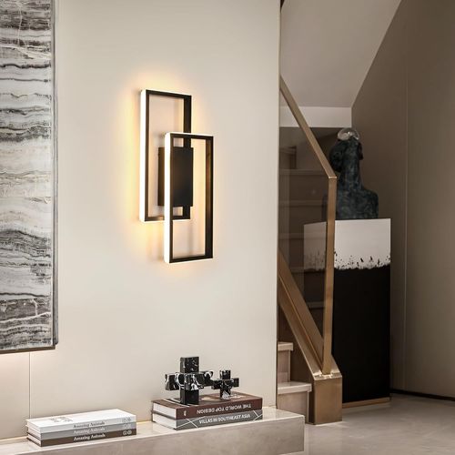 Hamiltion-Applique Murale Led Intérieur, 28 W 3275 Lm Lampe Murale Moderne Créatif Design Rectangulaire, Lumière Blanche Chaude 3000K Pour Chambre À Coucher Lampe De Chevet Salon Couloir Escalier, No