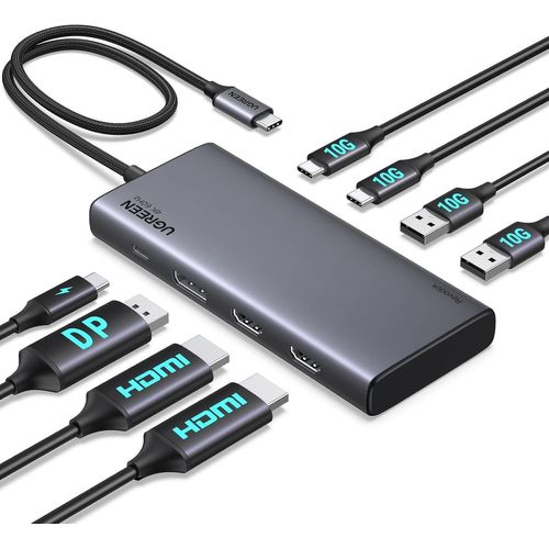 Hamiltion-Revodok Pro 308 Hub Usb C Dual Hdmi Et Displayport 4K 60Hz Triple Affichage 8 En 1 Docking Station Avec Multi Data Ports 2A2C 10Gbps Pd 100W Charge Rapide