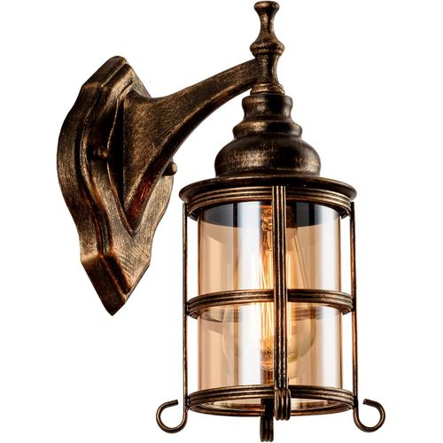 Hamiltion-Applique Murale Rustique En Verre Ambré 1-Pack, Bronze Brossé, Lampe Industrielle Farmhouse Sconce Porch Lighting Waterproof Retro Lamp For Indoor Bedroom Living Room Outdoor¿No Bulb¿