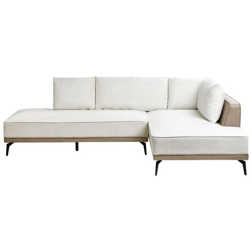 Canapé D'angle À Gauche Modulaire En Tissu Blanc Cassé Myken