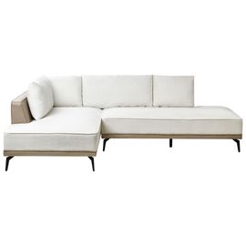 Canapé D'angle À Droite Modulaire En Tissu Blanc Cassé Myken