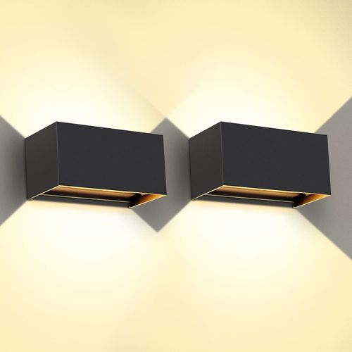 Hamiltion-2 Pack Applique Murale Interieur/Exterieur 20w Avec Angle De Faisceau Réglable Appliques Murales Led 3000k Blanc Chaud Lampe Murale Etanche Ip65 Applique Noire Pour Salon Chambre