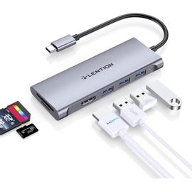 Hamiltion-Hub Usb C Avec Hdmi 4K, 3 X Usb 3.0, Lecteur De Carte Sd/Tf, Adaptateur Usb C Multiport Compatible Nouveau Macbook Air/Pro 2023-2016, Ipad, Iphone 15 Plus Pro Max, Etc (C34, Gris Sidéral)