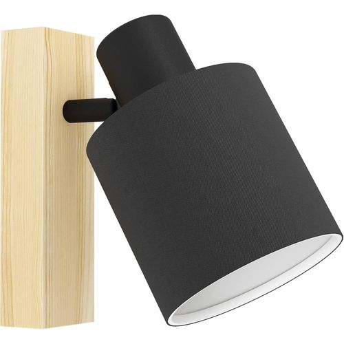 Hamiltion-Applique Murale Intérieure Batallas, Luminaire D¿Intérieur Au Style Scandinave, Lampe De Salon Et De Couloir En Bois, Tissu Et Métal, Spot En Noir Et Blanc Avec Douille E27