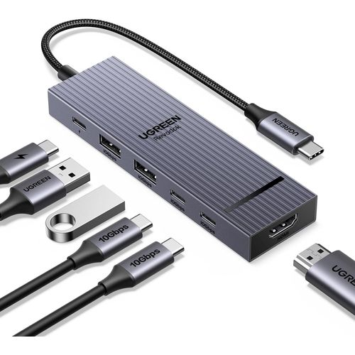 Hamiltion-Revodok Pro 106 10Gbps Hub Usb C Hdmi 4K 60Hz 4 Data Ports 2A2C Pd 100W 6 En 1 Docking Station Compatible Avec Iphone 16 15 Série Macbook Ipad Air 2024 Mac Mini M4 Surface Galaxy S24
