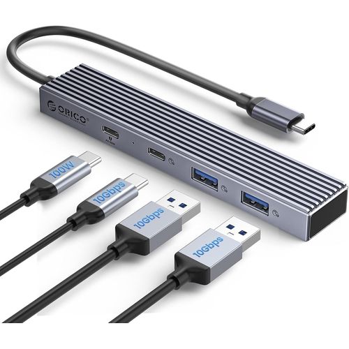 Hamiltion-Hub Usb 3.2Gen2, Adaptateur Mini Usb C 4 En 1, Répartiteur 10 Gbit/S De Type C Avec 1 Usb C, 2 Usb A, Charge Pd 100 W Pour Pc, Ordinateur Portable, Surface Pro, Macbook Et Autres Appareils