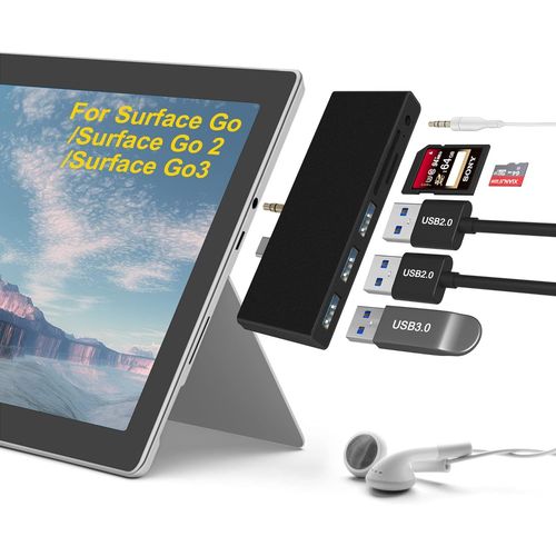 Hamiltion-6 En 2 Surface Go /Go2 /Go3 Docking Station, Usb C Dock Avec Usb3.0+2 Usb 2.0+Lecteur De Carte Sd+Lecteur De Carte Micro Sd (Emplacement Sd & Tf)+Sortie Audio 3,5 Mm(Casque) Surface Go Hub