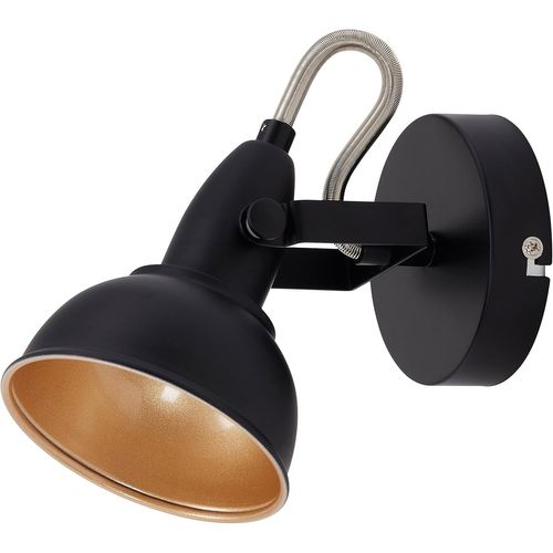 Hamiltion-Leuchten 2049-015 Spot 2 En 1 Plafonnier Ou Applique Murale-Luminaire Style Vintage-Métal Noir & Or Mat-Douille E14-40 W Max.-15.6 X 10 X 15.6 Cm