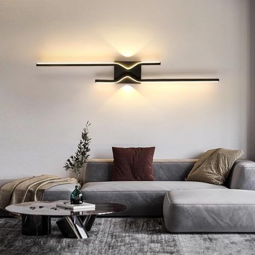 Hamiltion-Applique Murale Intérieure Led 25W, Minimaliste Design Lampe Murale Moderne, Noir Acrylique Luminaire Mural Pour Chambre Couloir Salon Escalier Salle De Bain, Blanc Chaud 3000K