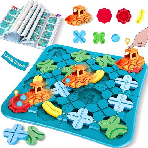 Hamiltion-Toys Stem Board Games Smart Logical Road Builder Brain Teasers Puzzle Game, Montessori Preschool Travel Toy Board Car Games For Kids Ages 4-8 Educational Toys Logic Games