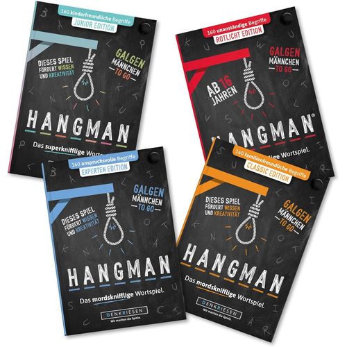 Hamiltion-Hangman Mega Pack¿Classic, Junior, Einstein & Red Edition | Jeu De Jeu | Jeu De Fête | Jeu De Voyage | Idée Cadeau | Bloc D'énigmes¿Jeu À Partir De 2 Personnes