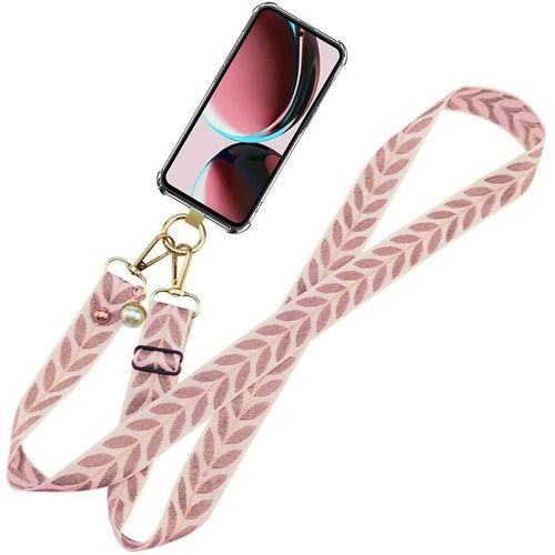 Coque Pour Samsung Galaxy A56 5g, Protection Silicone Antichoc Transparent Avec Cordon Réglable Rose - E.F.Connection