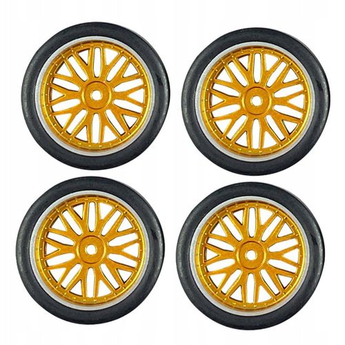 Ensemble De 4 Jantes Et Pneus Pour Voiture Électrique Télécommandée 1:18, Jaune
