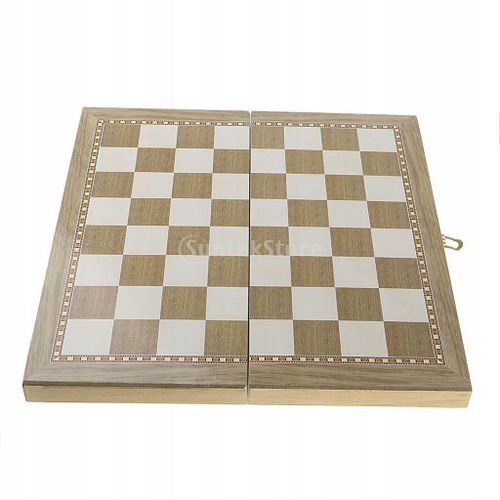 Jeu D'échecs/Dames/Backgammon 3 En 1, Portable Et Pliable, En Bois Clair