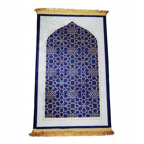 Tapis De Prière Au Design Traditionnel Et Élégant, Tapis Musulman Bleu