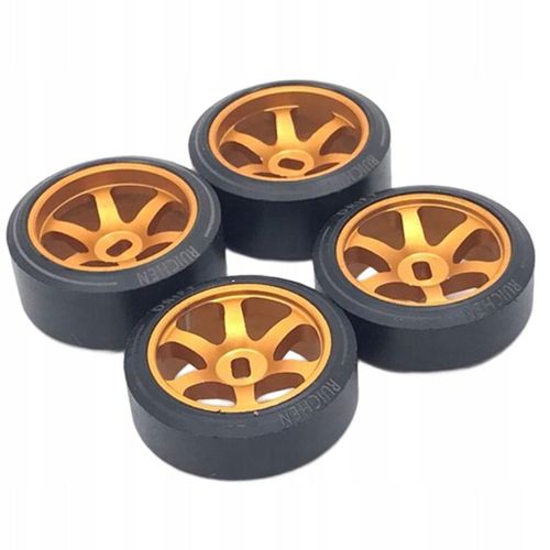 Lot De 4 Jantes Et Pneus Rc En Caoutchouc Pour Wltoys K969, Dorés, 25 Mm
